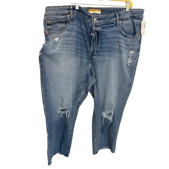 NWT 22W Maurice Dark Wash Distressed Cropped Skinny Jeans Casual Modest Normcore - Picture 1 of 4